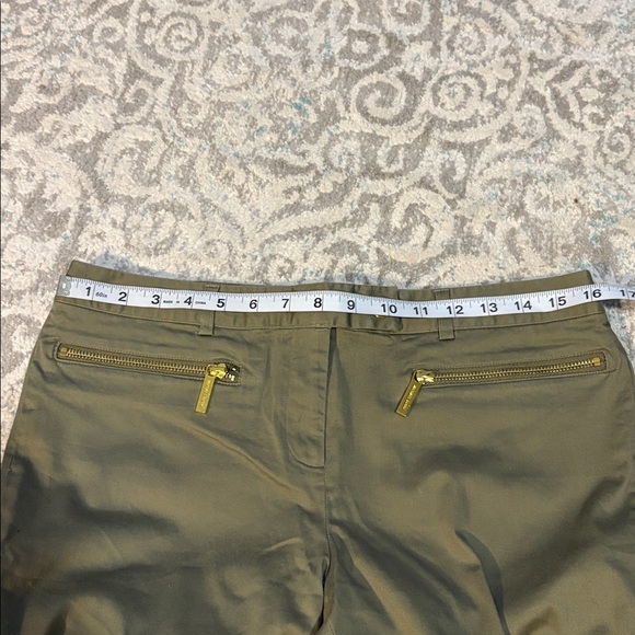 Michael Michael Kors • Cotton Pants Straight Ankle Gold Accents Olive Green - Picture 7 of 10